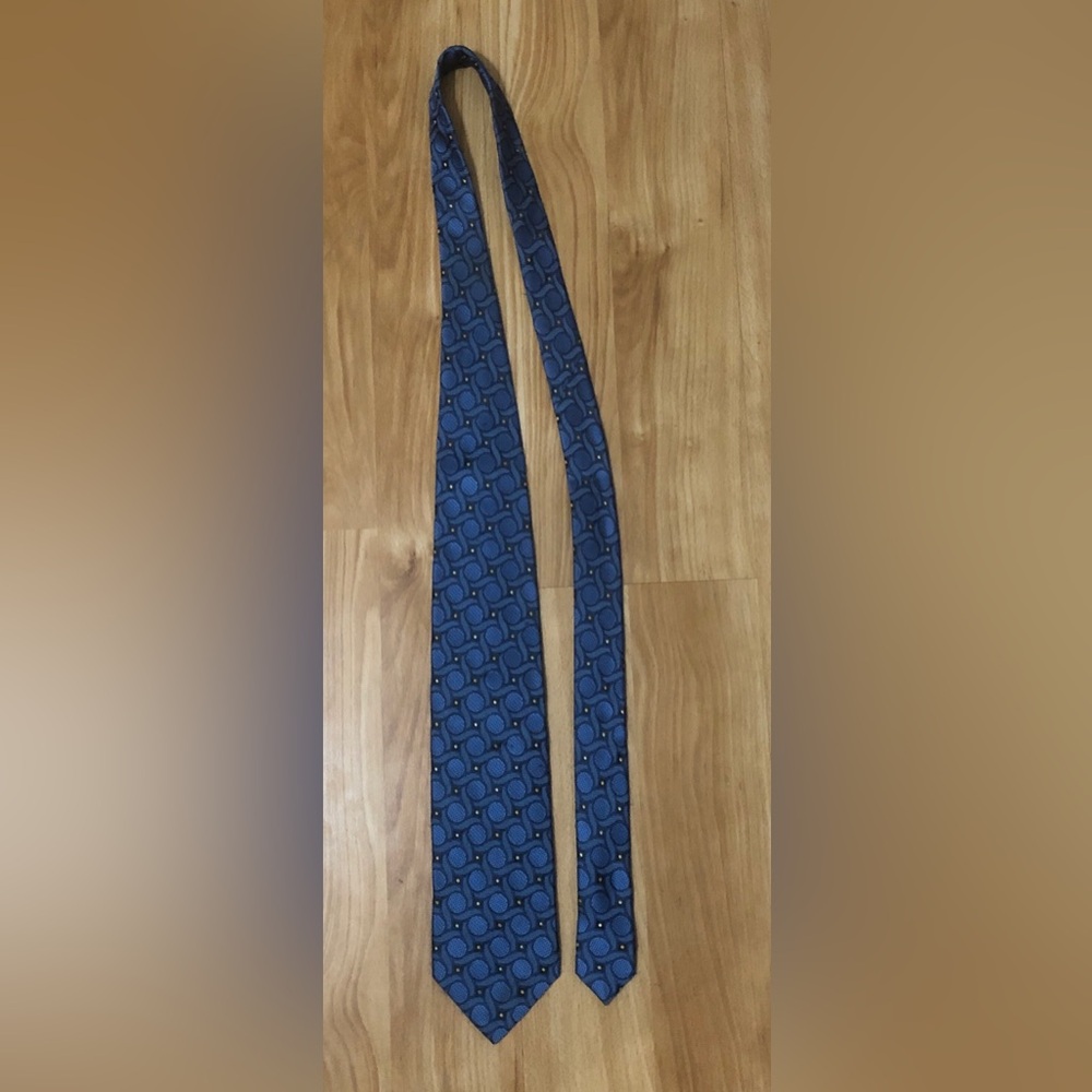 Ermenegildo Zegna Navy Blue Geometric Silk Tie